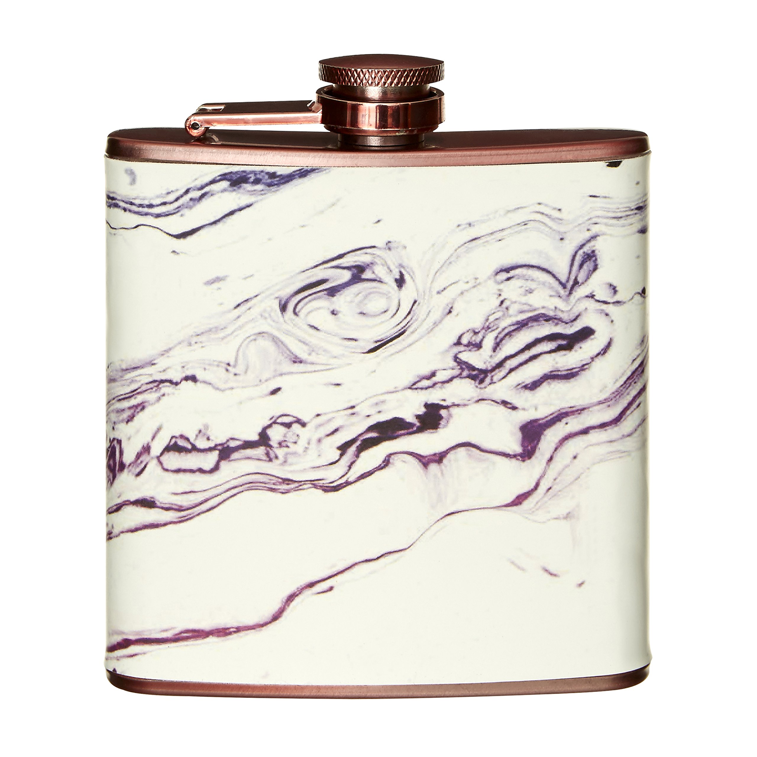 Premier Housewares Hip Flask, Marble Effect, Rose Stainless-Steel, Gold, 3 x 10 x 11 cm
