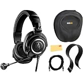 Audio-Technica ATH-M50XSTS StreamSet Streaming Headset - Black Bundle with Case, Stand, XLR Cable, and Austin Bazaar Polishin