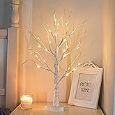 PEIDUO Artificial Tree for Christmas Decorations, 2FT Birch Tree with LED Lights, Warm White Fairy Lights Spirit Tree Lamp for Home Indoor Tabletop Centerpiece, Battery Powered, Timer