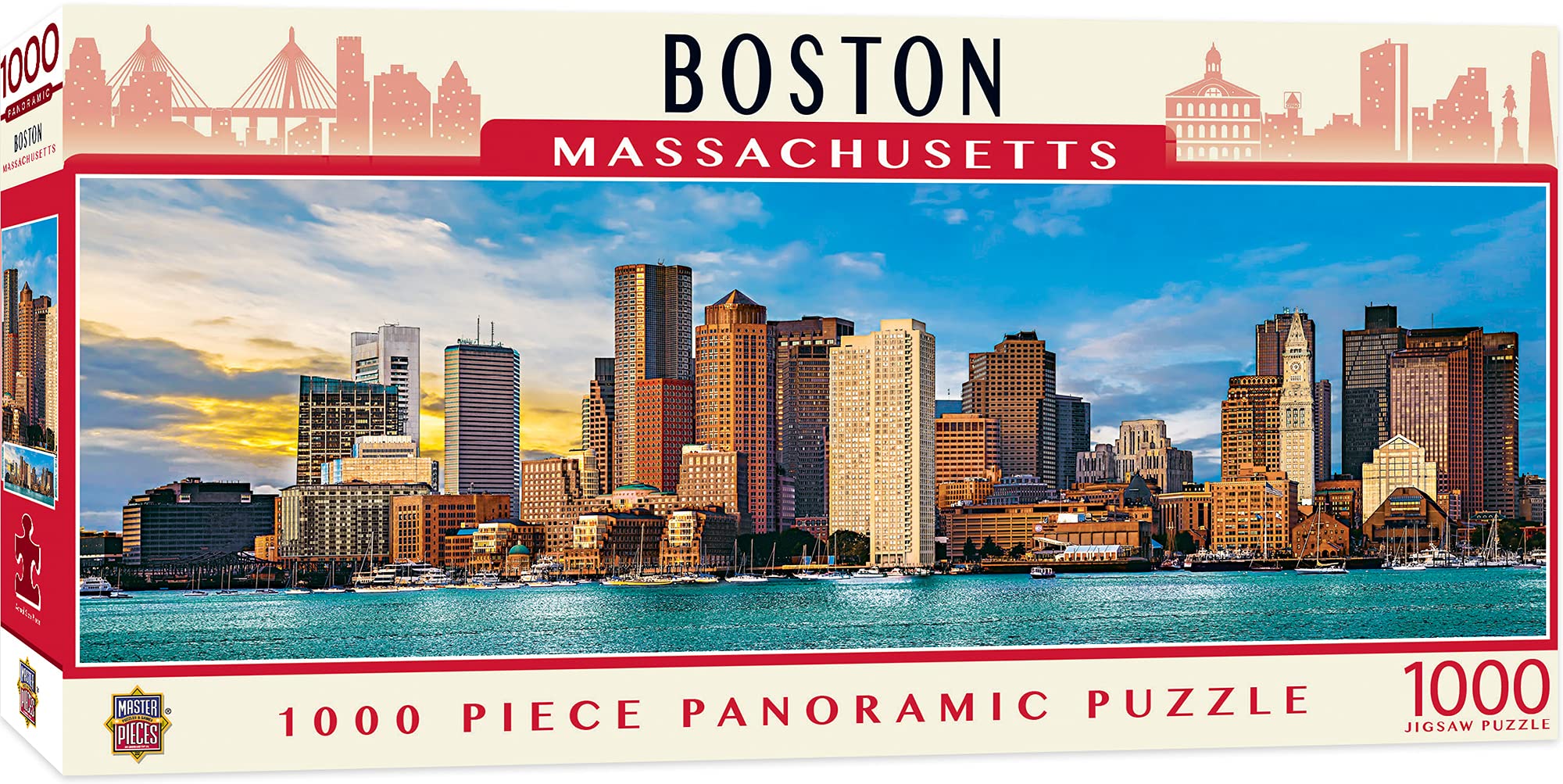 Masterpieces 1000 Piece Jigsaw Puzzle for Adults, Family, Or Kids - Boston Panoramic - 13"x39"