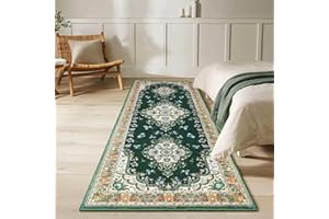 HOMORE Vintage Runner Rug-2x6 Runner Rug for Bedroom Non Slip Washable Hallway Runners Rugs for Kitchen Floor Carpet for Entryway Living Room Laundry Dorm Office, Green