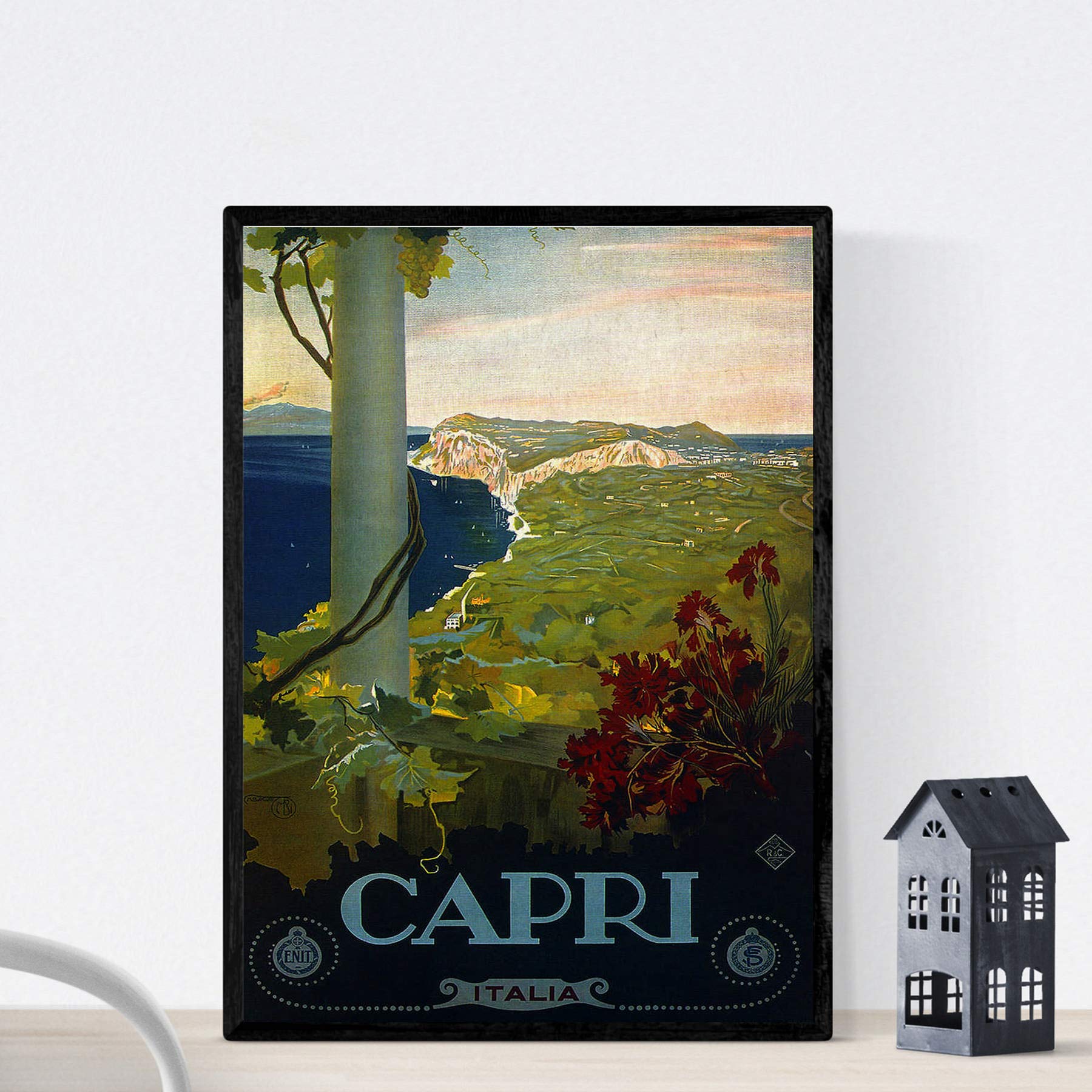 Nacnic Vintage Poster Vintage poster of France and Italy. Travels to Capri. A4 size