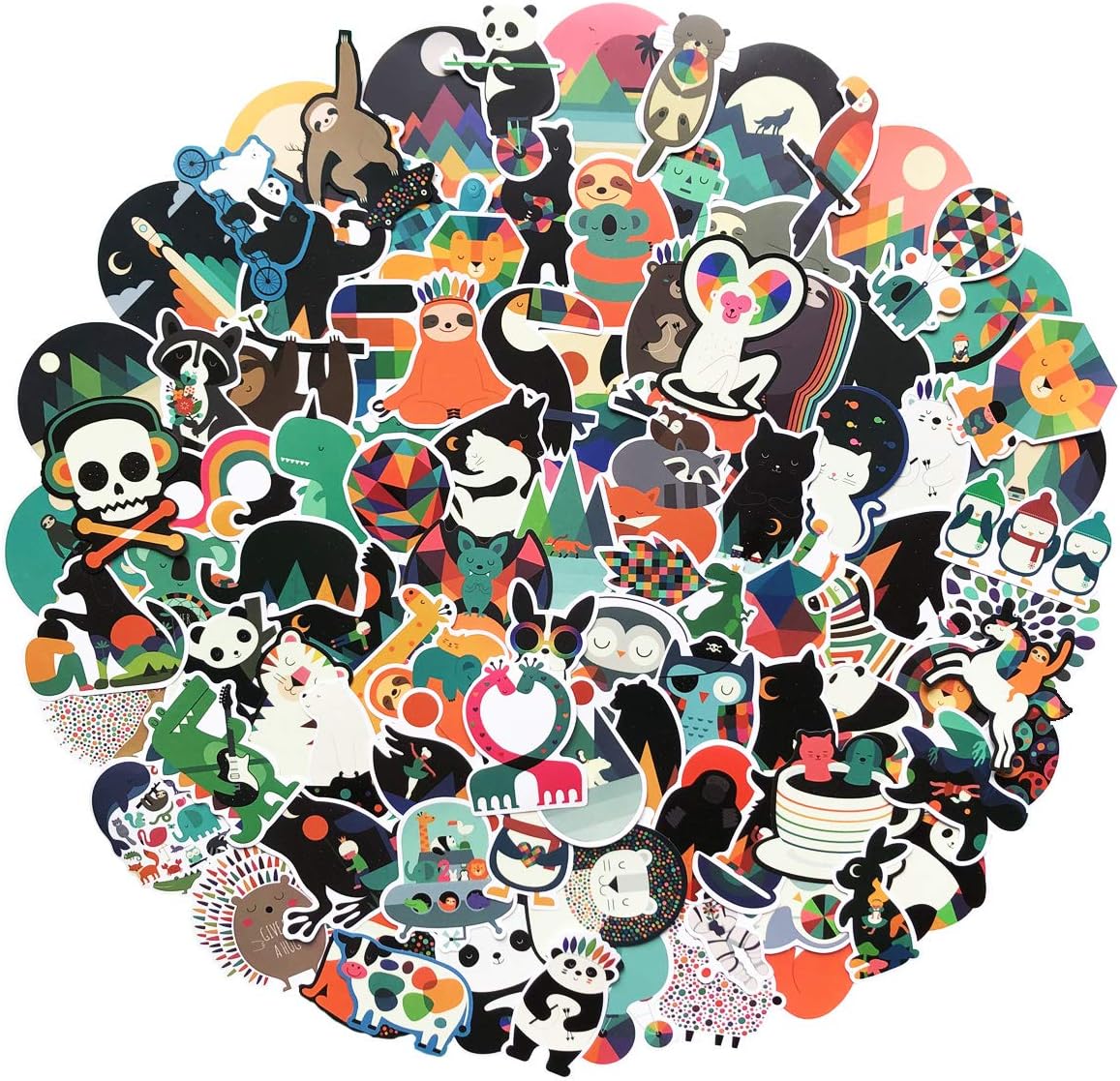 Stickers for Water Bottles Big 100-Pack Cute Colorful Animal Aesthetic Trendy Stickers for Teens,Girls,Kids Perfect for Waterbottle Laptop Phone Travel Extra Durable 100% Vinyl (Colorful Animal)
