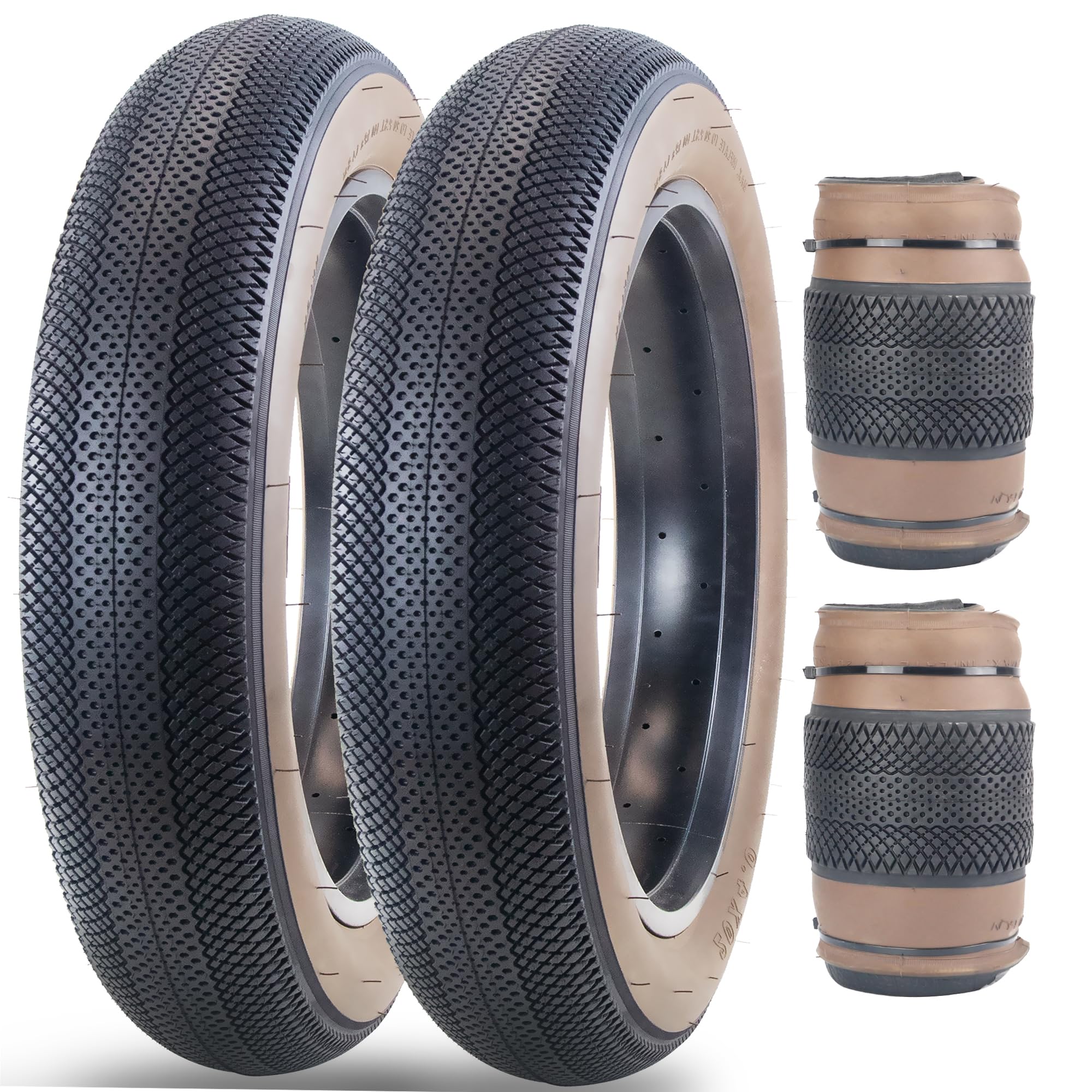 GRELiving Fat Tire,20x4.0 Inch Fat Bike Tires Folding Replacement Electric Bicycle Tires Compatible Wide Mountain Snow Bike