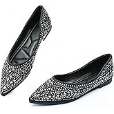 Flats Shoes Women Rhinestone Pointed Head Flats Comfortable Soft Memory Foam Insole Flat Shoes