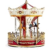 allgala Christmas Carousel Crafted Polyresin Like Christmas Village House Collectable Figurine with USB and Battery Dual Power Source-Carousel-XH93422