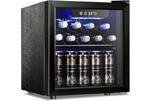 Antarctic Star 12 Bottle 48 Can Beverage Refrigerator Cooler - Mini Fridge Glass Door for Beer Soda Drinks or Wine,Freestanding Beverage Fridge for Home and Bar with Adjustable Shelving, 1.3 Cu. Ft.