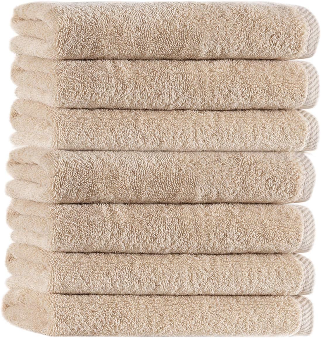 Seventex Pure Organic Towel Aegean Cotton Pack of 7 Soft Baby Wash Cloths (30 x 30) / Baby Washcloths Towel/Baby Face Towel/Cotton Baby Wipes, Certified by GOTS (Beige)