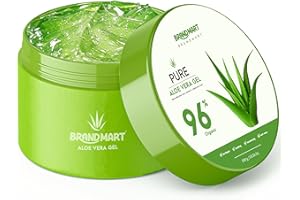BRANDMART Organic Aloe Vera Gel for Face, Body & Hair – 96% Pure Aloe Vera Gel for Hydration, Soothing & After-Sun Care (300 ml)