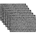 Sweet Home Collection 100% Cotton Placemats for Dining Room Rectangle Two Tone Woven Fabric 13" x 19" Soft Durable Table Mat Set, Set of 4, Black