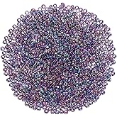 uxcell 2000 Pcs Glass Seed Beads Bulk, 2mm Mini Glass Bugle Beads for DIY Earrings, Necklaces, Bracelets, Jewelry Making, Dark Purple