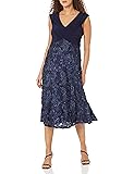 Alex Evenings Women's Tea Length Jersey and Rosette