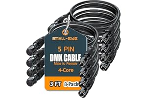 SMALL-EYE 5 Pin DMX Cable 3 ft 8 Pack – 4-Core Male to Female Stage Lighting DMX512 Cable (3')