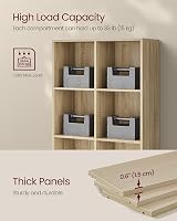 VASAGLE 8 Compartment Bookcase Shelf LBC24NL Wood Color Open Storage view 5