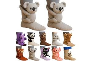 3D Knit Animal Socks, Cute Animal Socks Hand Crocheted, Floor Sock for Christmas, Winter Warm Floor Sock, Double-layer Cotton