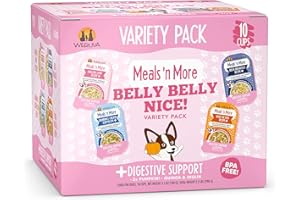 Weruva Meals 'n More Natural Wet Dog Food, Belly Belly Nice! Digestive Support Variety Pack, 3.5oz Cup (Pack of 10)