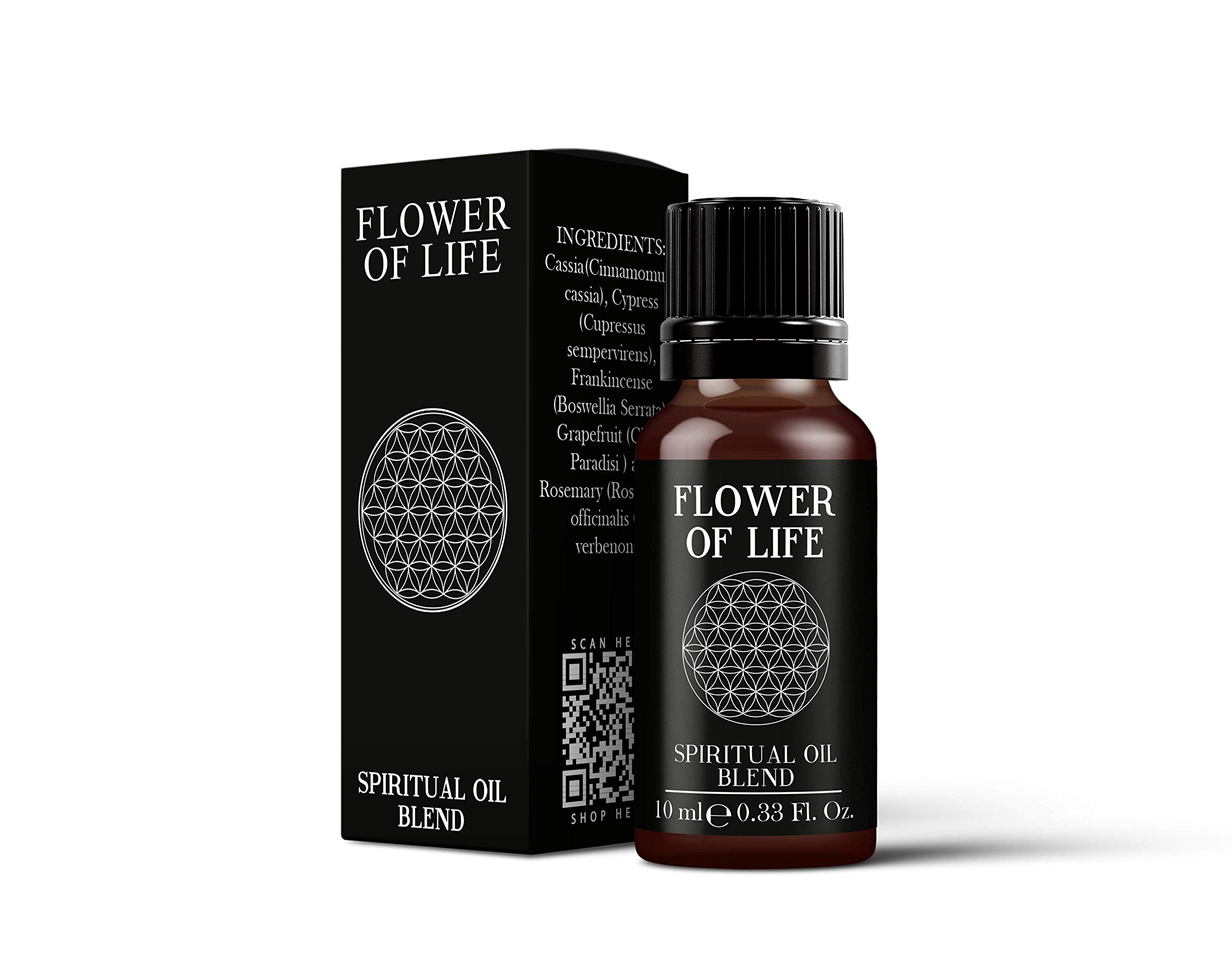 Mystix London | Flower of Life Spiritual Essential Oil Blend 10 ml | Cassia • Cypress • Frankincense • Grapefruit • Rosemary | Sacred Geometry & Creation | Vegan, GMO Free