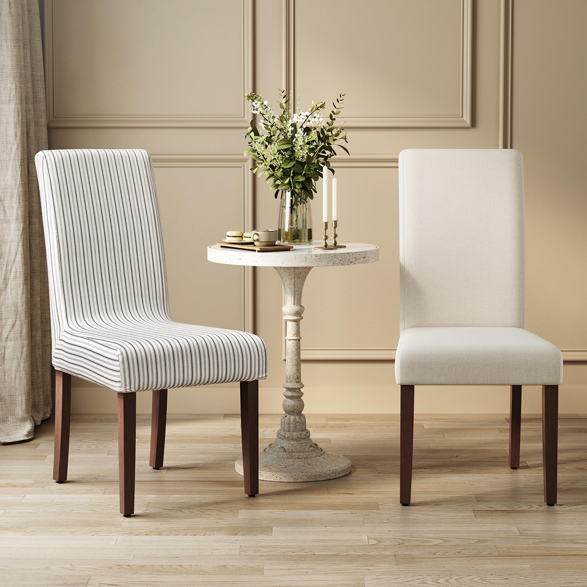 Photo 1 of VASAGLE Dining Chairs, Parsons Chairs with Removable Fabric Cover, High Back, for Dining Room Kitchen, Set of 2, Thick Seat, 22.8 x 18.9 x 39.4 Inches, Cream White UKDC152W01