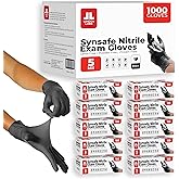 London Labs Synsafe 4 Mil -Black Nitrile Exam Gloves –Disposable Latex Free & Powder Free – Extra Strong, Rubber Gloves – First Aid Kit, Medical, EMT, Cleaning, Cooking | Bulk Case of (1000 ct)