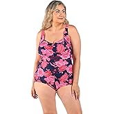 Maxine of Hollywood Womens Shirred Front Girl Leg One Piece Swimsuit