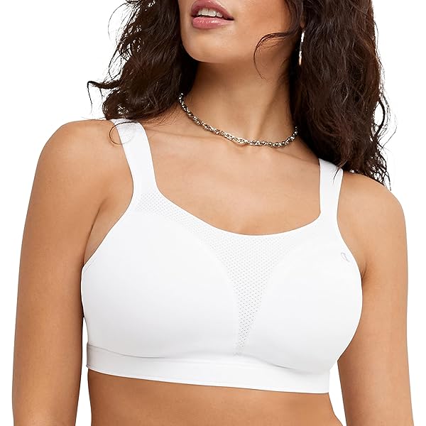 CHAMPION WOMEN’S SPORTS BRA, HIGH-IMPACT, MAXIMUM SUPPORT, BREATHABLE, MOISTURE-WICKING FABRIC, WHITE, 38D