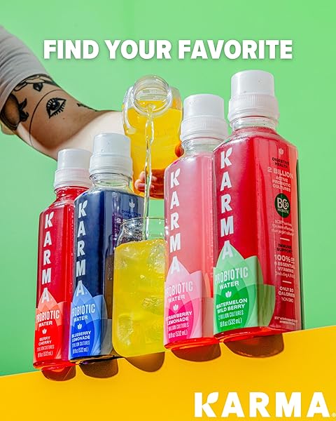 KARMA PROBIOTIC WATER – 12 PACK, BERRY CHERRY DRINK – IMMUNE & GUT HEALTH SUPPORT