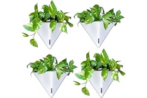 LÁLÁGREEN LaLaGreen Wall Planters for Indoor Plants - 4 Pack, 12 Inch Large Self Watering White Geometric Hanging Flower Vase Vessel with Metal Hanger, Modern Stylish Wall Mounted Succulent Pot Holder Decor