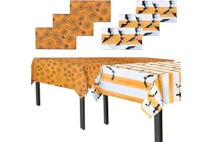 MATICAN Disposable Table Cloths, Bats and Spider Web Plastic Table Covers, 54 x 108 Inches, Halloween Party Decorations