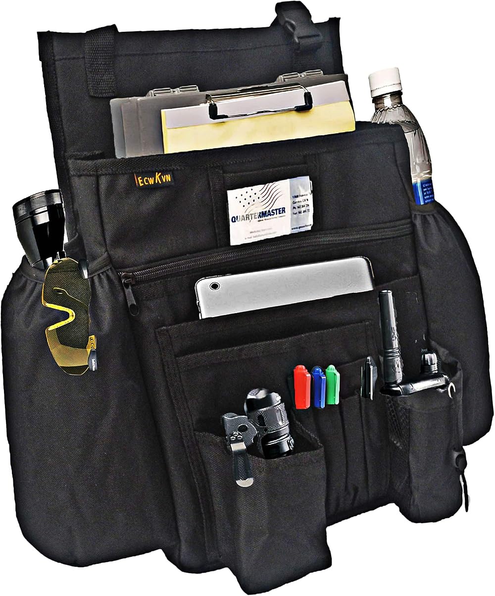 ECWKVN Car Front Seat Organizer with 10 Pockets Black
