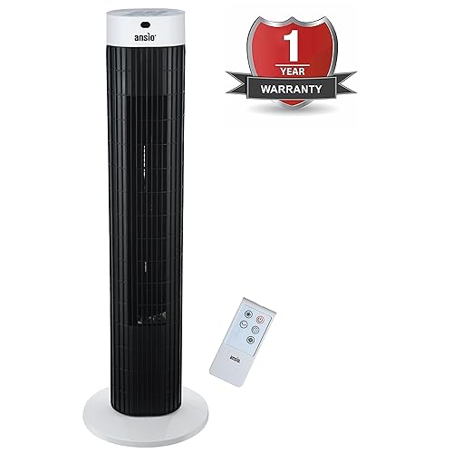 ANSIO Tower Fan Oscillating Fan with 3 Hour Timer, 3Speed Settings and