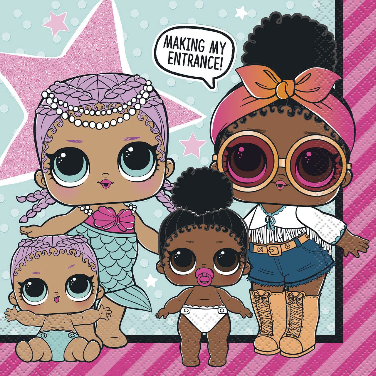 Unique Party 79112 - 6.5" LOL Surprise Paper Napkins, Pack of 16