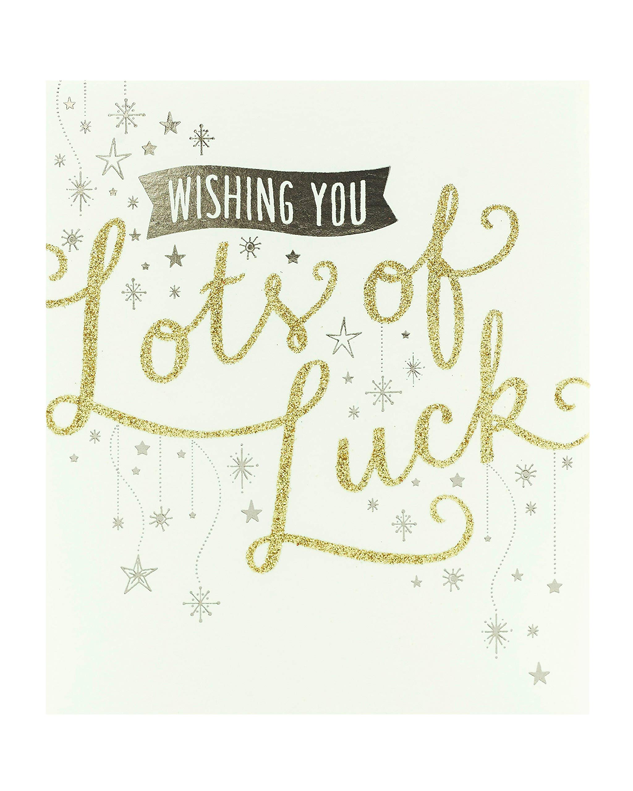 Good Luck Card - Sparkly Gold Lettering Design - Ideal for New Job