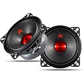 Gaooger MX40P1 Midrange Loudspeaker 4" Red Dust Cap, 120W Max, 4 Ohms, Premium Quality Audio Door Speakers for Car or Truck Stereo Sound System, Black (2 Speaker)