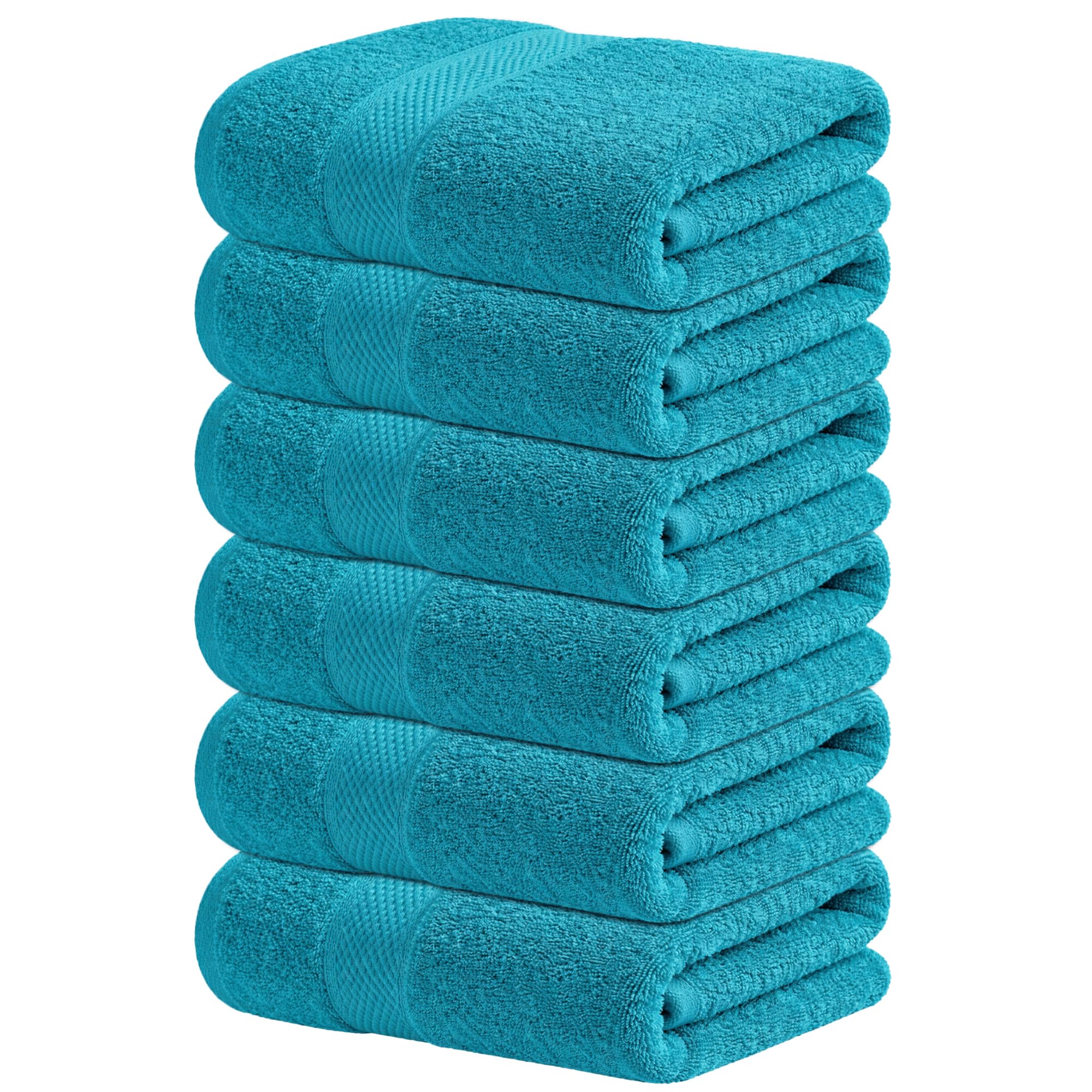 Infinitee Xclusives Premium Hand Towels 6-Pack (40 x 72 cm) – 100% Cotton, Super Absorbent, Quick-Dry Towels for Bathroom, Hotel, Salon & Gym Use |Serene Teal|