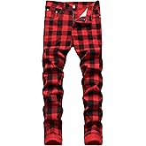 Baylvn Men's Casual Printed Slim Fit Jeans Skinny Denim Pants