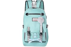 HANXIUCAO Kids Backpack Large Capacity Girls Backpack Teen Rucksack Female College Student Locked Schoolbag Anti-Theft Backpack with USB Charging Port (Green)