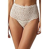 High Waisted Lace Thongs for Women - Rise Lacy Thong Underwear - Sheer High Waist Coverage Plus Size Women's Sexy Panties