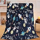 SweetFox Space Astronaut Blanket Space Rockets Planet Throw Blanket Gifts for Girls Boys Super Warm Soft Plush Lightweight Fleece Flannel Winter Couch Bedding for Baby Kids Adults Women 50"X40"