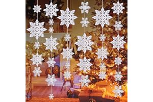 ROMROC 32PCS Snowflake Decorations 3D Christmas Pendant Christmas Tree Ornaments Winter Wonderland Party Garland Birthday New Year Party Home Decor Christmas Snow Flake Streamers