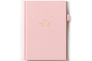 JXSELECT Elegant Reading Journal - 60 Book Reviews Logbook with Pen Holder & Back Pocket - Track Your Reading Progress - Ideal Gift for Book Lovers & Avid Readers (Pink)