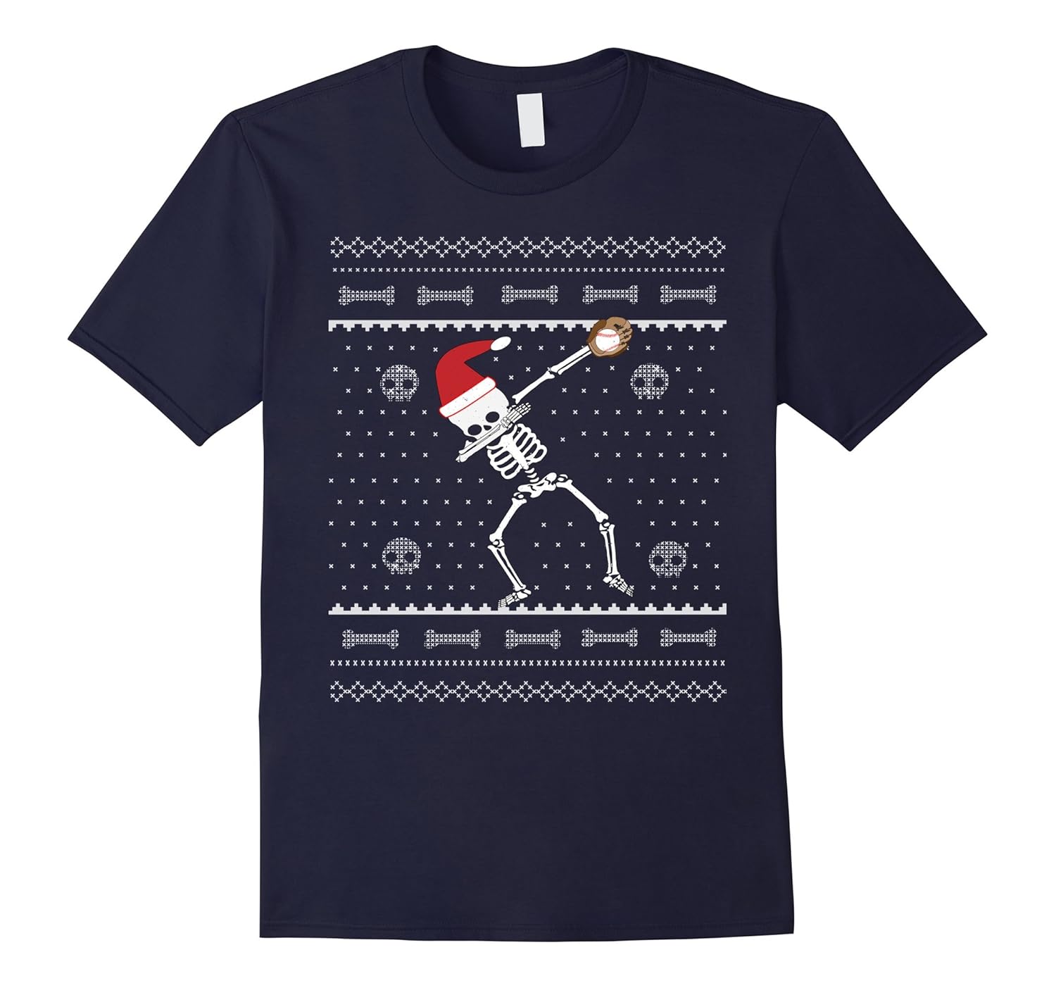 Dabbing Skeleton Baseball Christmas Ugly Sweater T Shirt-ANZ