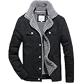 FIILIMER Men's Fleece Lined Jean Jacket Winter Sherpa Windbreaker Cotton Denim Trucker Jacket