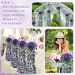 XunYee 4 Pack Violet Hanging Flowers Artificial