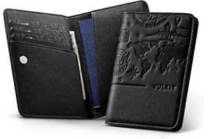 VULKIT Passport Holder with Magnetic Closure RFID Blocking Travel Wallet Passport Book Cover Boarding Pass Holder Travel Esse