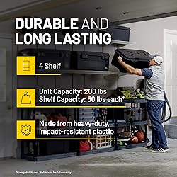 Plano 4-Shelf Plastic Storage Shelves, 48” x