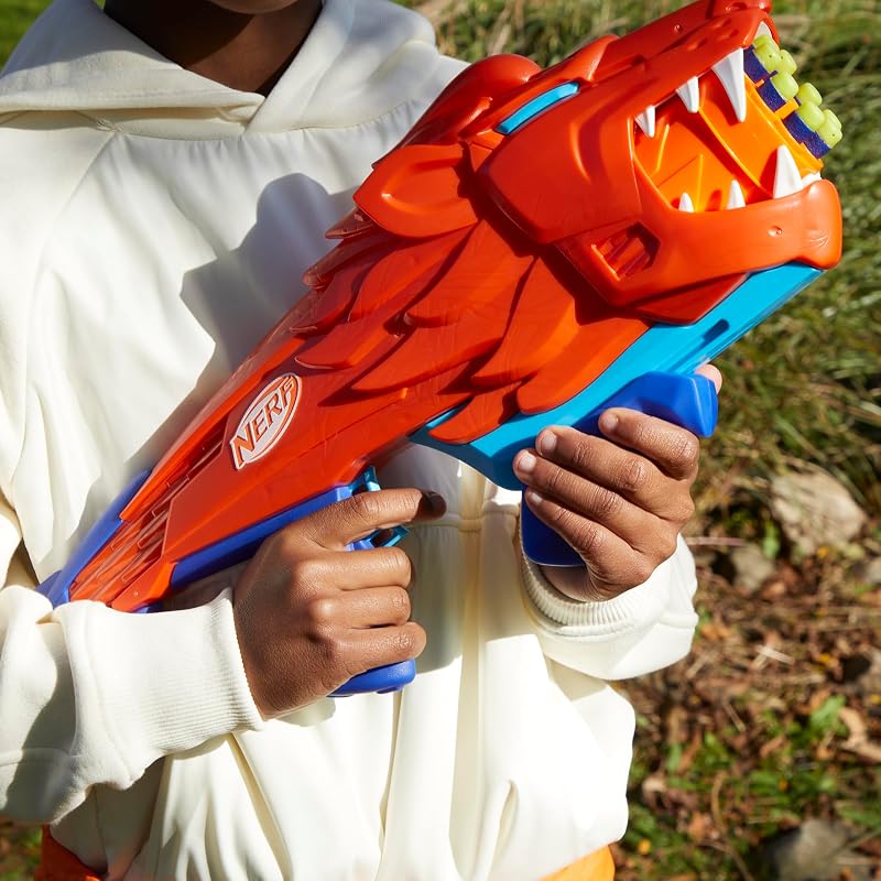 Junior Wild Lionfury, Easy Play Dart-Blaster, 16 Nerf Elite Darts als Munition, Nerf Blaster Löwen-Spielzeug, Outdoor Spielzeug für Jungen ab 6 Jahren