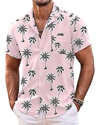 COOFANDY Mens Hawaiian Shirt Short Sleeve Floral