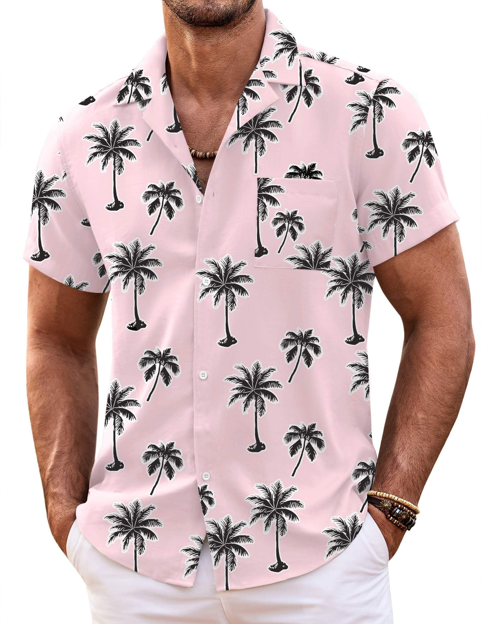 COOFANDY Mens Hawaiian Shirt Short Sleeve Floral