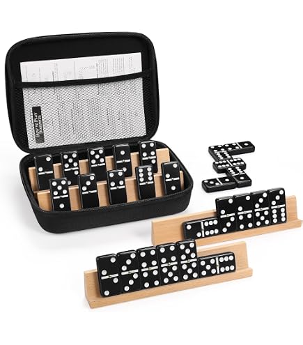Amazon.com: KAILE Jumbo Double 6 Domino Set with Portable Case & 4