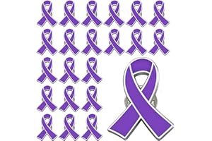 JOIXY 25/50/100/200 pieces purple awareness ribbon pin lapel for Alzheimer's disease against domestic violence disease awareness purple ribbon enamel lapel pin badge bulk